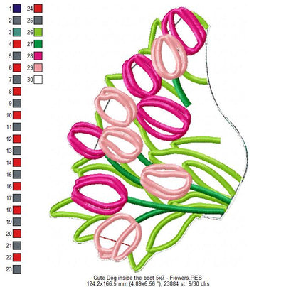 Cute Dog inside the boot Ornament - ITH Project - Machine Embroidery Design