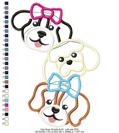 Cute Dogs Wreath - ITH Project - Machine Embroidery Design