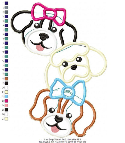 Cute Dogs Wreath - ITH Project - Machine Embroidery Design