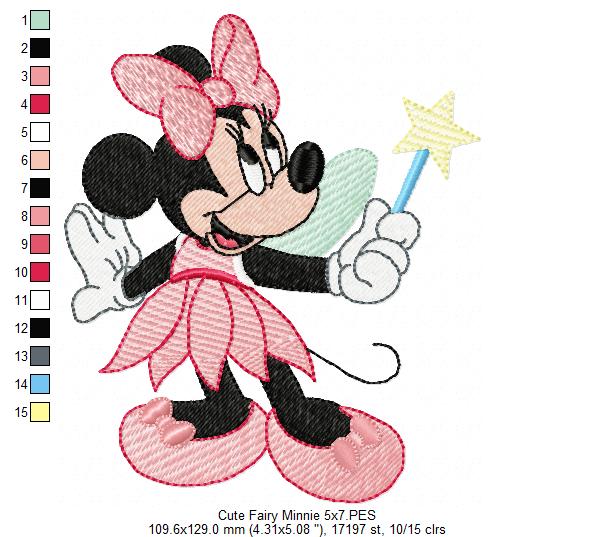 Fairy Mouse Girl with Magic Wand - Fill Stitch - Machine Embroidery Design