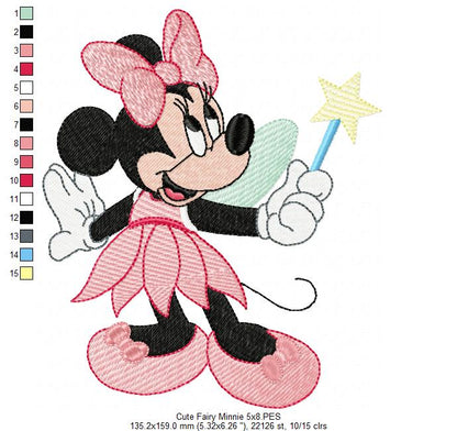 Fairy Mouse Girl with Magic Wand - Fill Stitch - Machine Embroidery Design