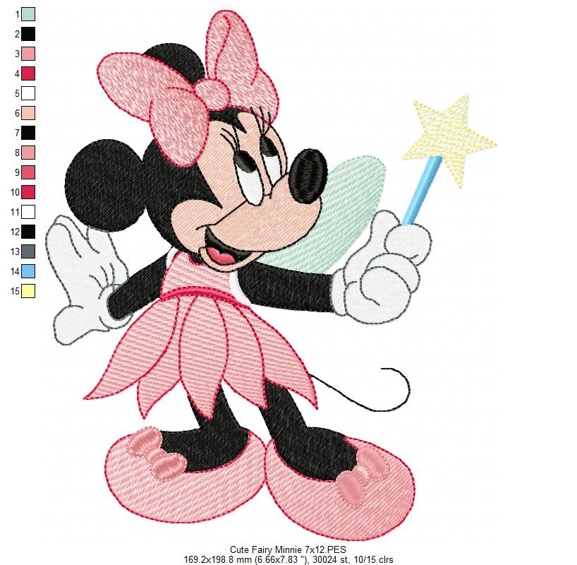 Fairy Mouse Girl with Magic Wand - Fill Stitch - Machine Embroidery Design