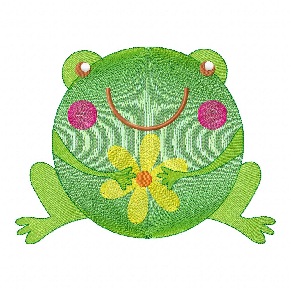 Cute Frog - Rippled Stitch - Machine Embroidery Design