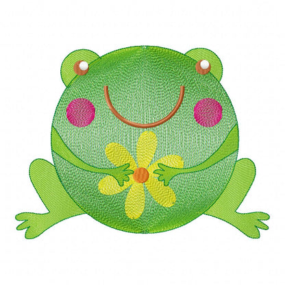 Cute Frog - Rippled Stitch - Machine Embroidery Design