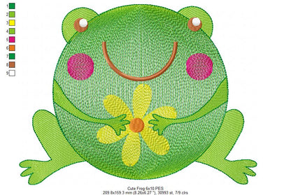 Cute Frog - Rippled Stitch - Machine Embroidery Design