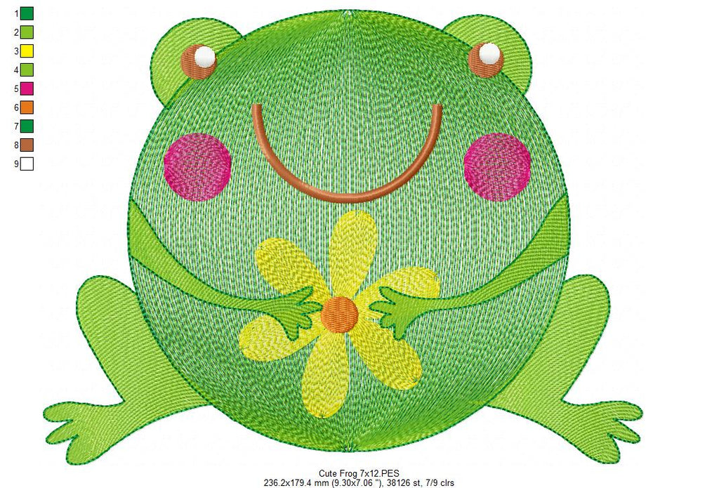 Cute Frog - Rippled Stitch - Machine Embroidery Design