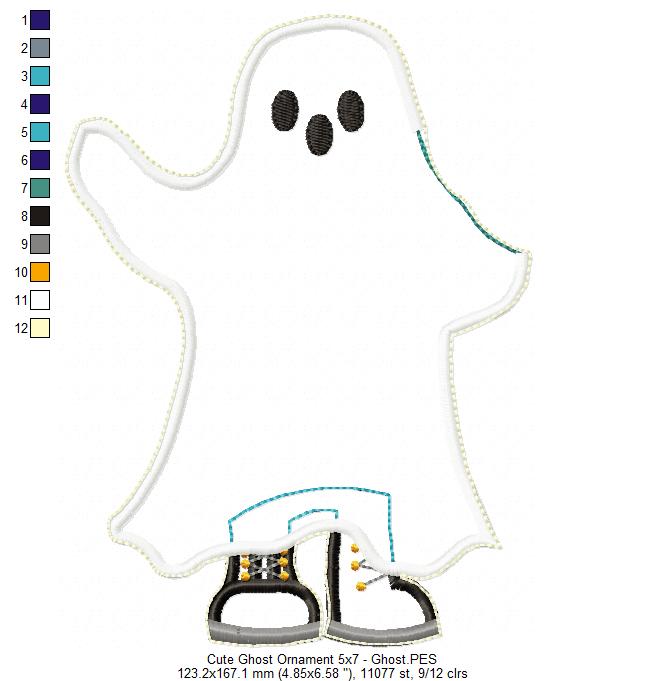 Cute Ghost Ornament - ITH Project - Machine Embroidery Design