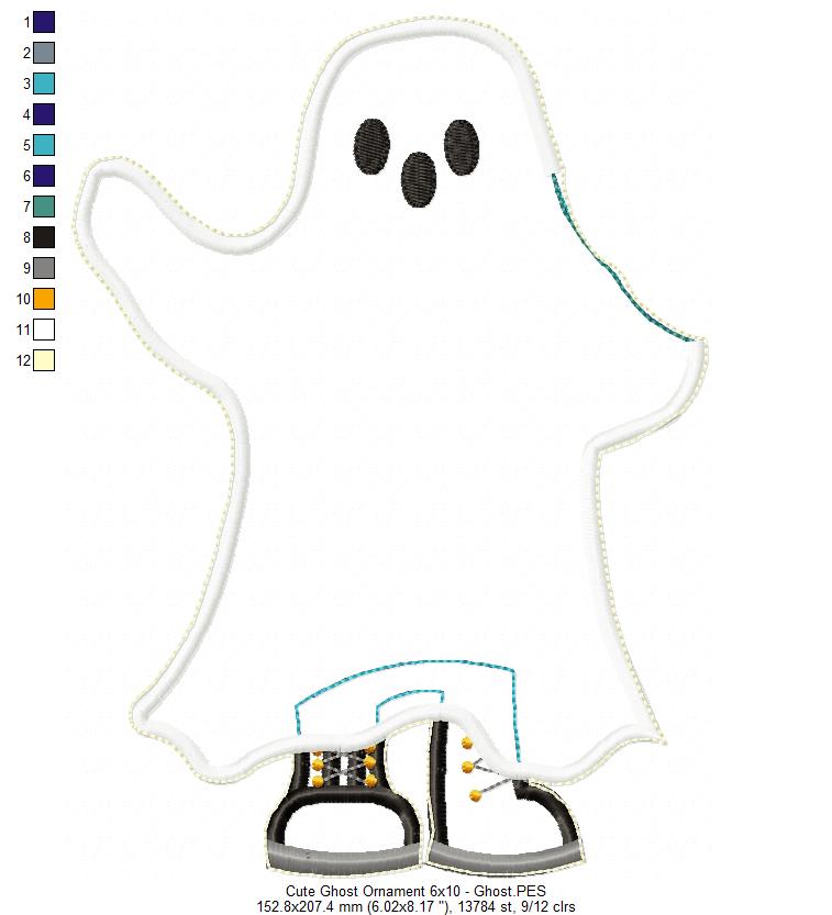 Cute Ghost Ornament - ITH Project - Machine Embroidery Design