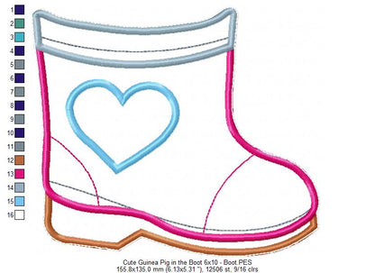 Cute Guinea Pig inside the boot Ornament - ITH Project - Machine Embroidery Design