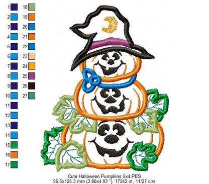 Halloween Pumpkins - Applique - Machine Embroidery Design
