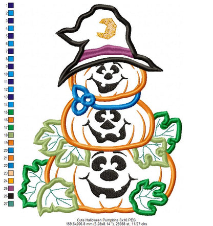 Halloween Pumpkins - Applique - Machine Embroidery Design