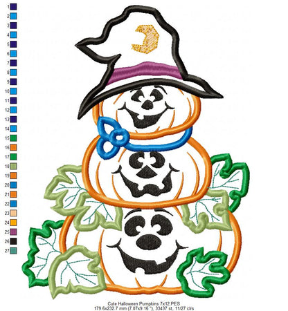 Halloween Pumpkins - Applique - Machine Embroidery Design