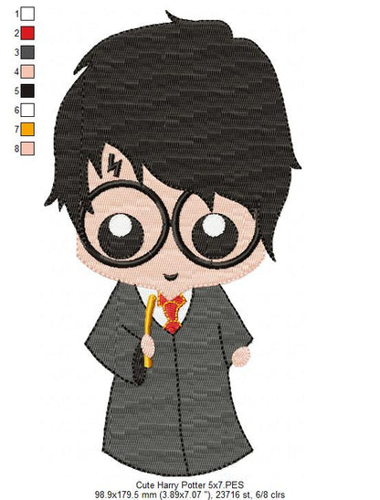 Cute Wizard Boy - Fill Stitch - Machine Embroidery Design