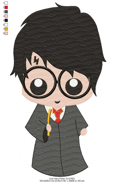 Cute Wizard Boy - Fill Stitch - Machine Embroidery Design