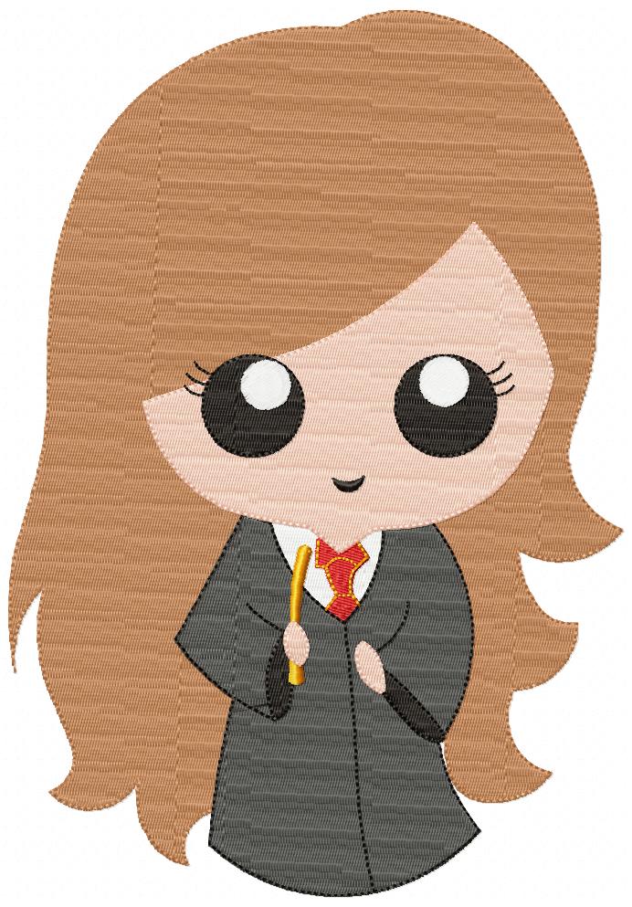 Cute Wizard Girl - Fill Stitch Embroidery