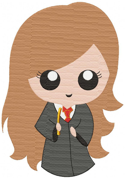Cute Wizard Girl - Fill Stitch Embroidery