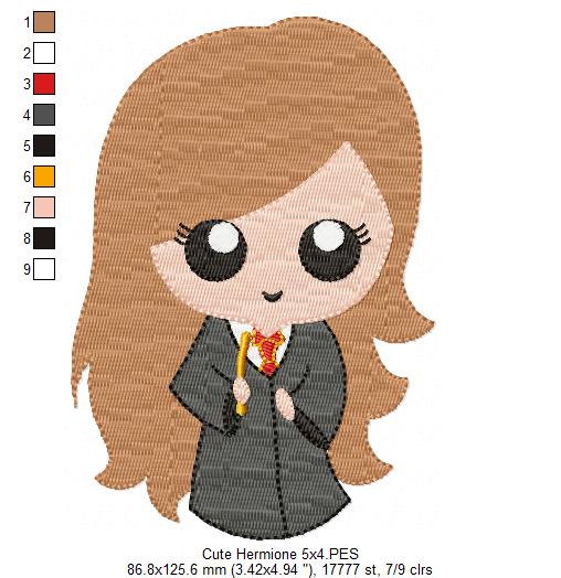 Cute Wizard Girl - Fill Stitch Embroidery