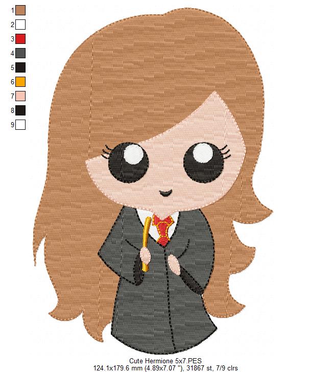 Cute Wizard Girl - Fill Stitch Embroidery