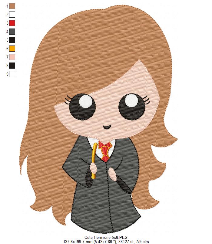 Cute Wizard Girl - Fill Stitch Embroidery