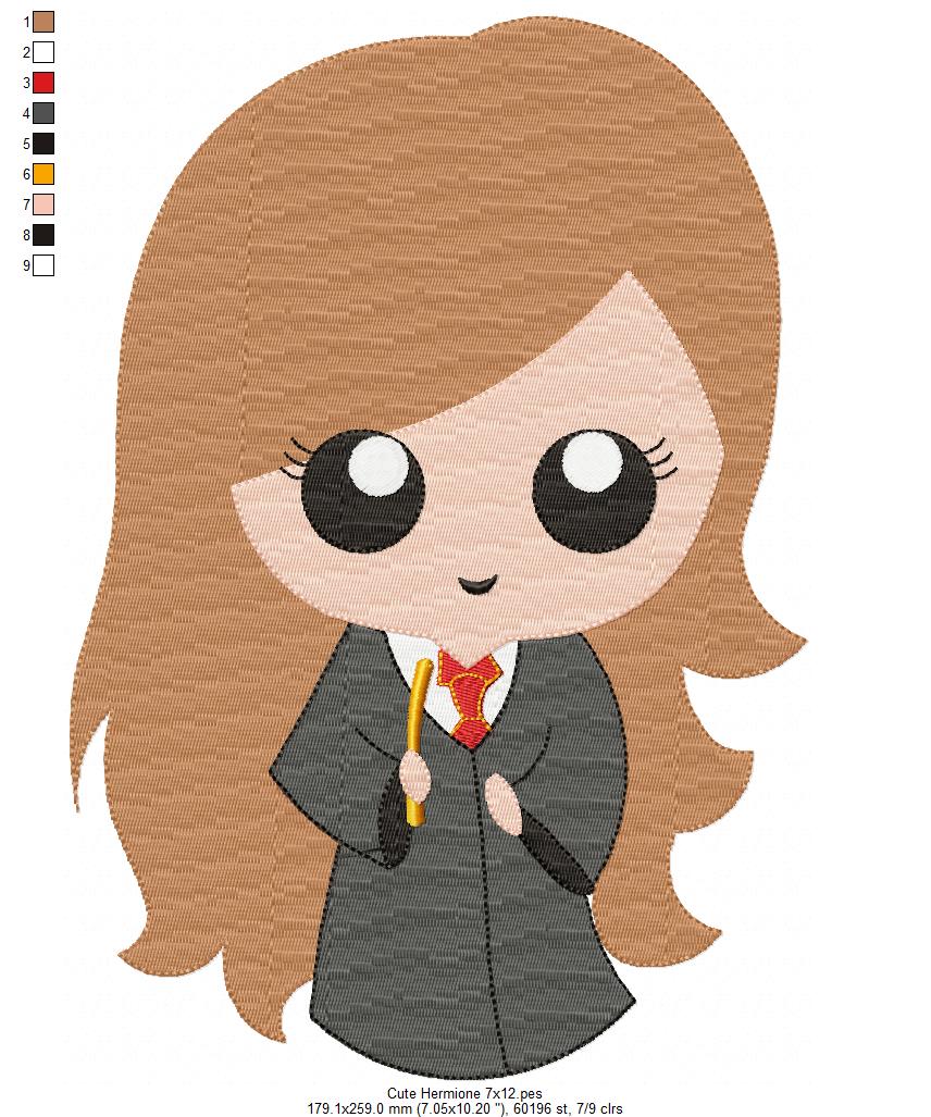 Cute Wizard Girl - Fill Stitch Embroidery