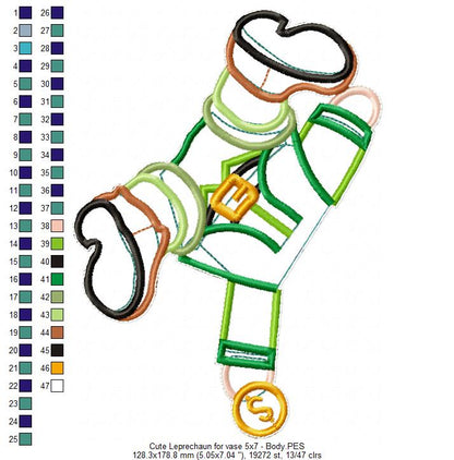 Cute  Leprechaun Ornament - ITH Project - Machine Embroidery Design