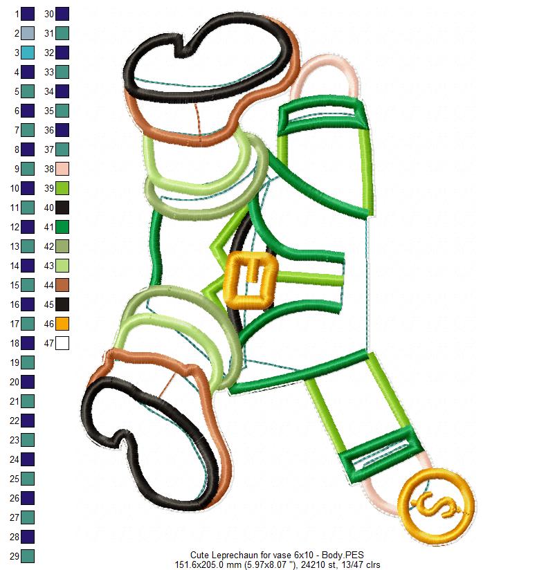 Cute  Leprechaun Ornament - ITH Project - Machine Embroidery Design