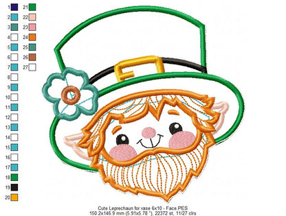 Cute  Leprechaun Ornament - ITH Project - Machine Embroidery Design