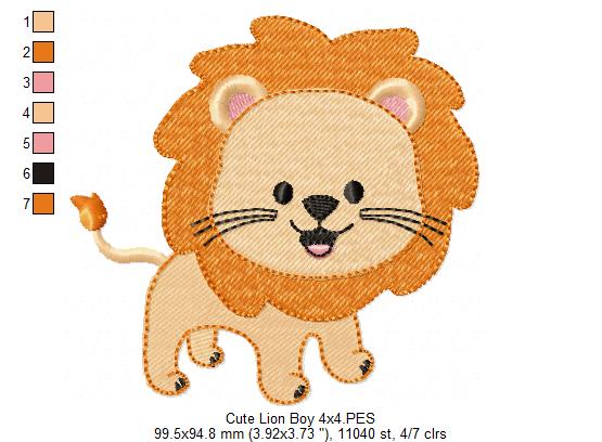 Safari Lion Boy - Fill Stitch - Machine Embroidery Design