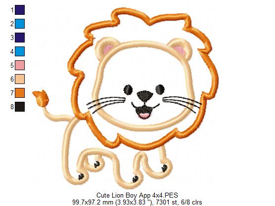 Safari Lion Boy - Applique - Machine Embroidery Design