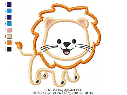 Safari Lion Boy - Applique - Machine Embroidery Design