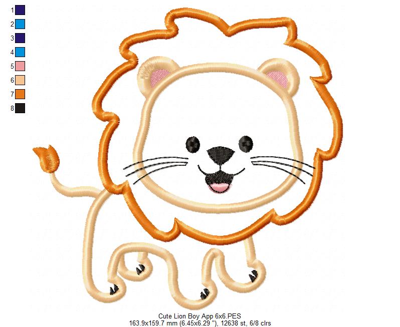 Safari Lion Boy - Applique - Machine Embroidery Design