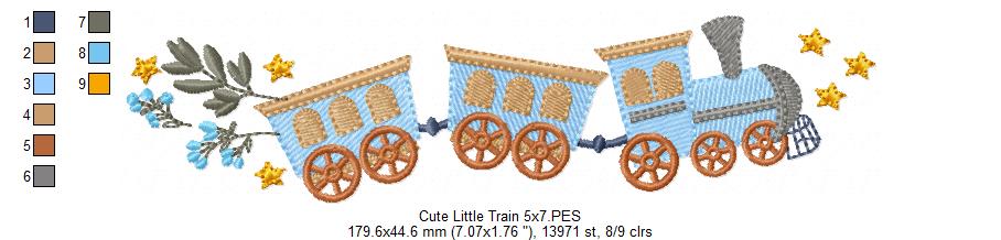 Cute Little Train - Fill Stitch - Machine Embroidery Design