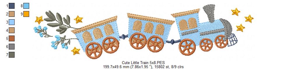 Cute Little Train - Fill Stitch - Machine Embroidery Design