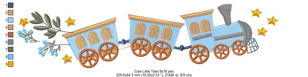 Cute Little Train - Fill Stitch - Machine Embroidery Design