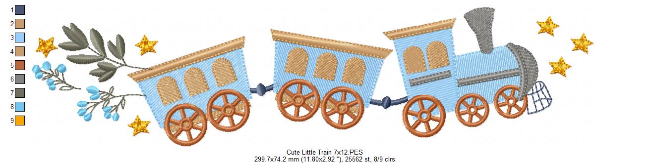 Cute Little Train - Fill Stitch - Machine Embroidery Design