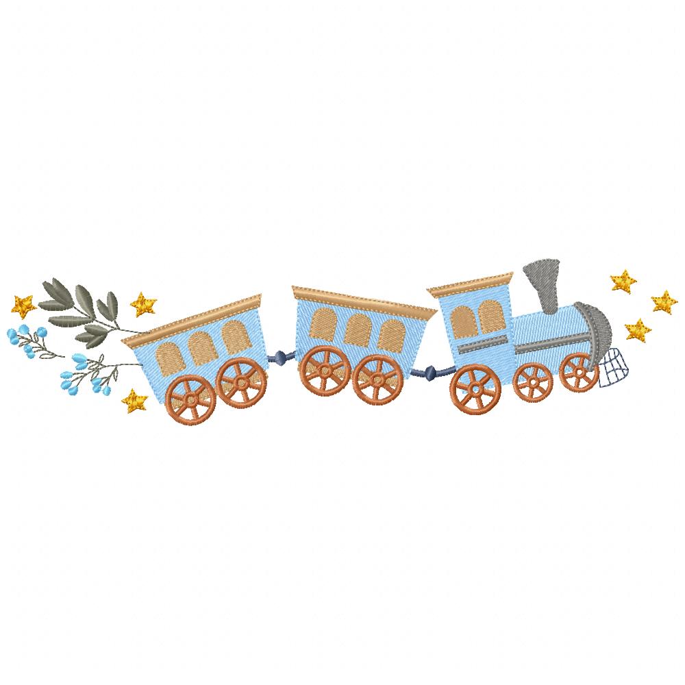 Cute Little Train - Fill Stitch - Machine Embroidery Design