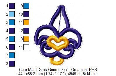 Cute Mardi Gras Gnome - ITH Project - Machine Embroidery Design