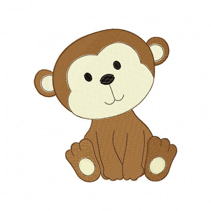 Safari Monkey Boy - Fill Stitch - Machine Embroidery Design