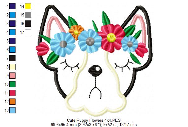 Cute Puppy - Applique - Machine Embroidery Design