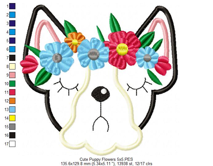 Cute Puppy - Applique - Machine Embroidery Design