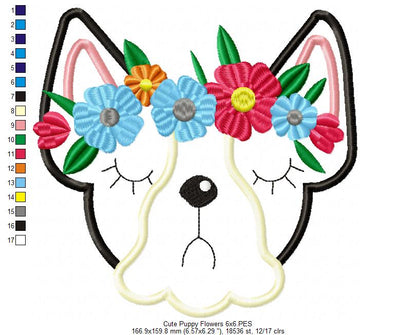 Cute Puppy - Applique - Machine Embroidery Design