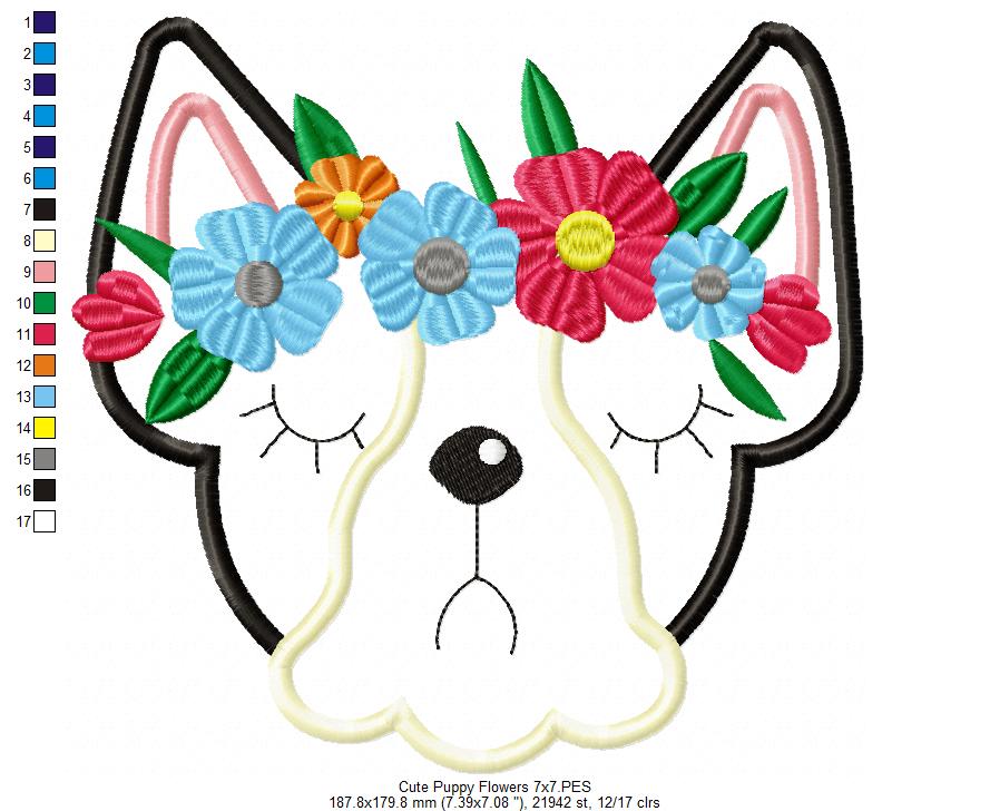 Cute Puppy - Applique - Machine Embroidery Design