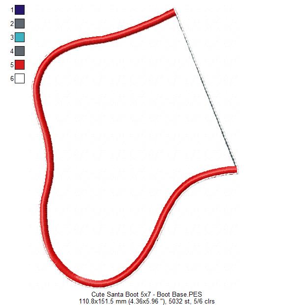 Cute Santa Boot Ornament - ITH Project - Machine Embroidery Design