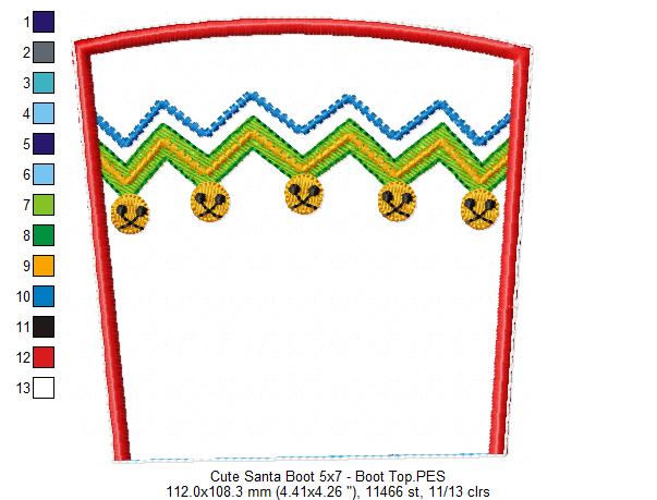 Cute Santa Boot Ornament - ITH Project - Machine Embroidery Design