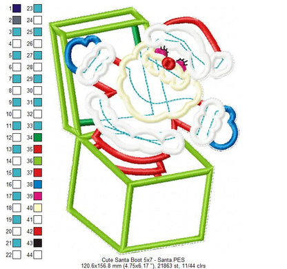 Cute Santa Boot Ornament - ITH Project - Machine Embroidery Design