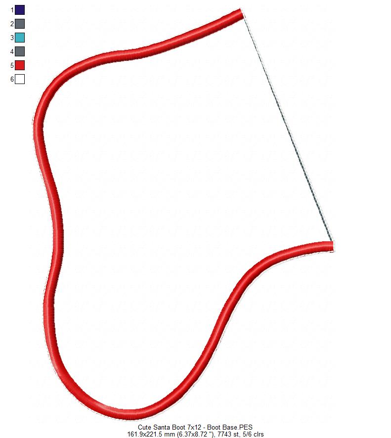 Cute Santa Boot Ornament - ITH Project - Machine Embroidery Design