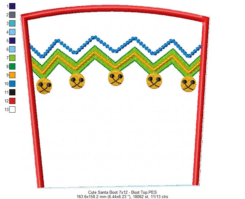 Cute Santa Boot Ornament - ITH Project - Machine Embroidery Design