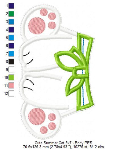 Summer Cat Ornament - ITH Project - Machine Embroidery Design