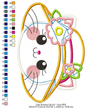 Summer Cat Ornament - ITH Project - Machine Embroidery Design