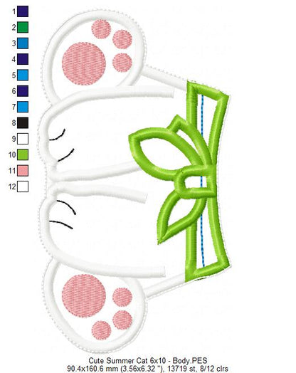 Summer Cat Ornament - ITH Project - Machine Embroidery Design